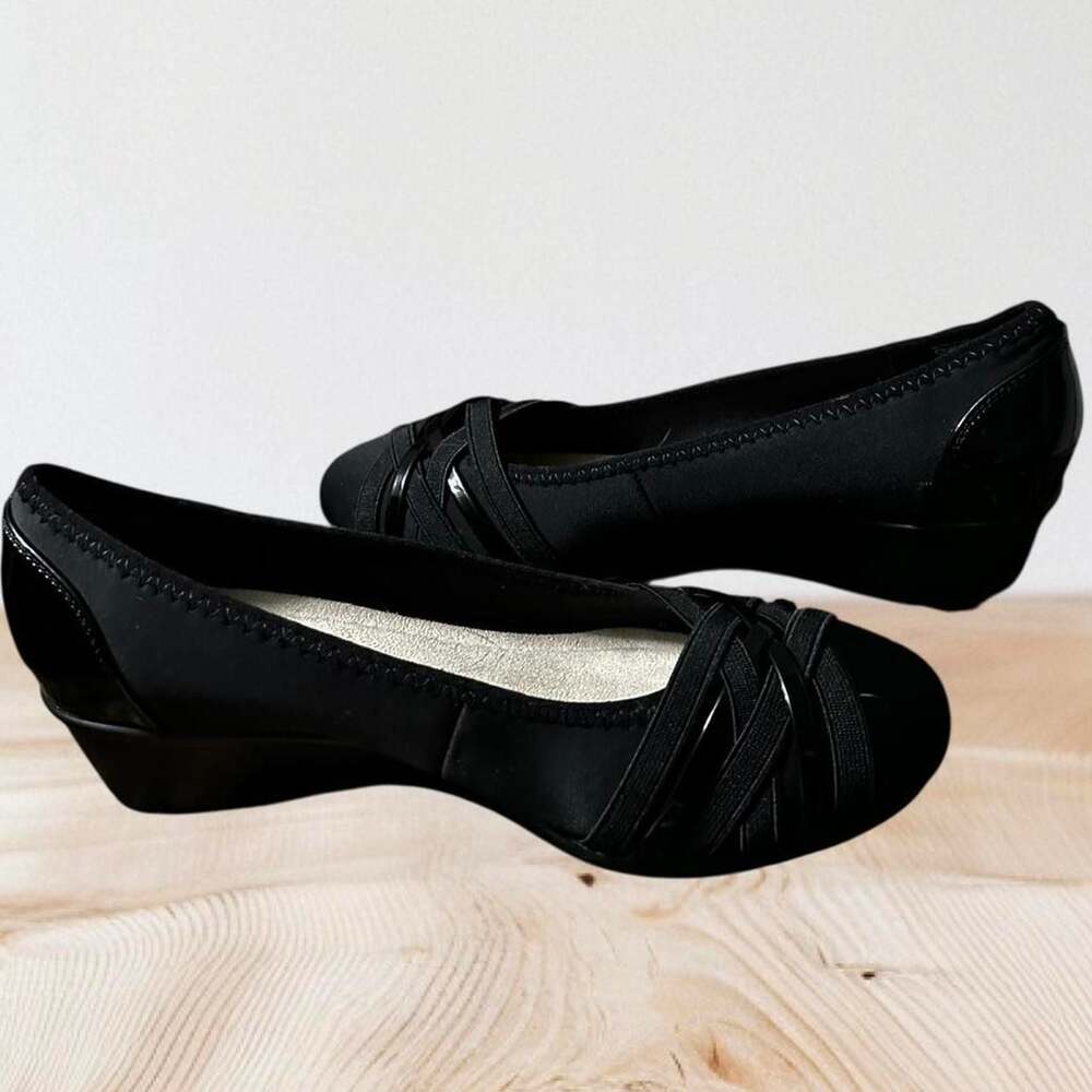 Cliffs by White Mountain Bowie Wedge Flats Black Nylon 7.5 Wide